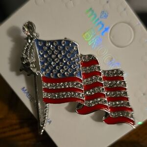 Mint Red, Blue, and Silver Flag Brooch